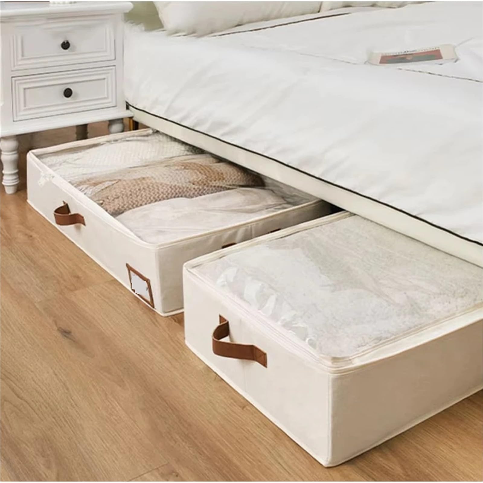 Faltbare Kleideraufbewahrung Foldable Underbed Storage Box for Clothes Under Bed Clothes Organizer with Sturdy Structure and Ultra Thick Fabric(4pcs)