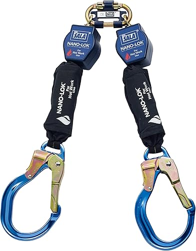 Miniatura 4 de 3M DBI-SALA Nano-Lok Hot Work, 3101495 6 pies con conector de una sola pierna y mosquetón de ojo cautivo de aluminio, azul/negro