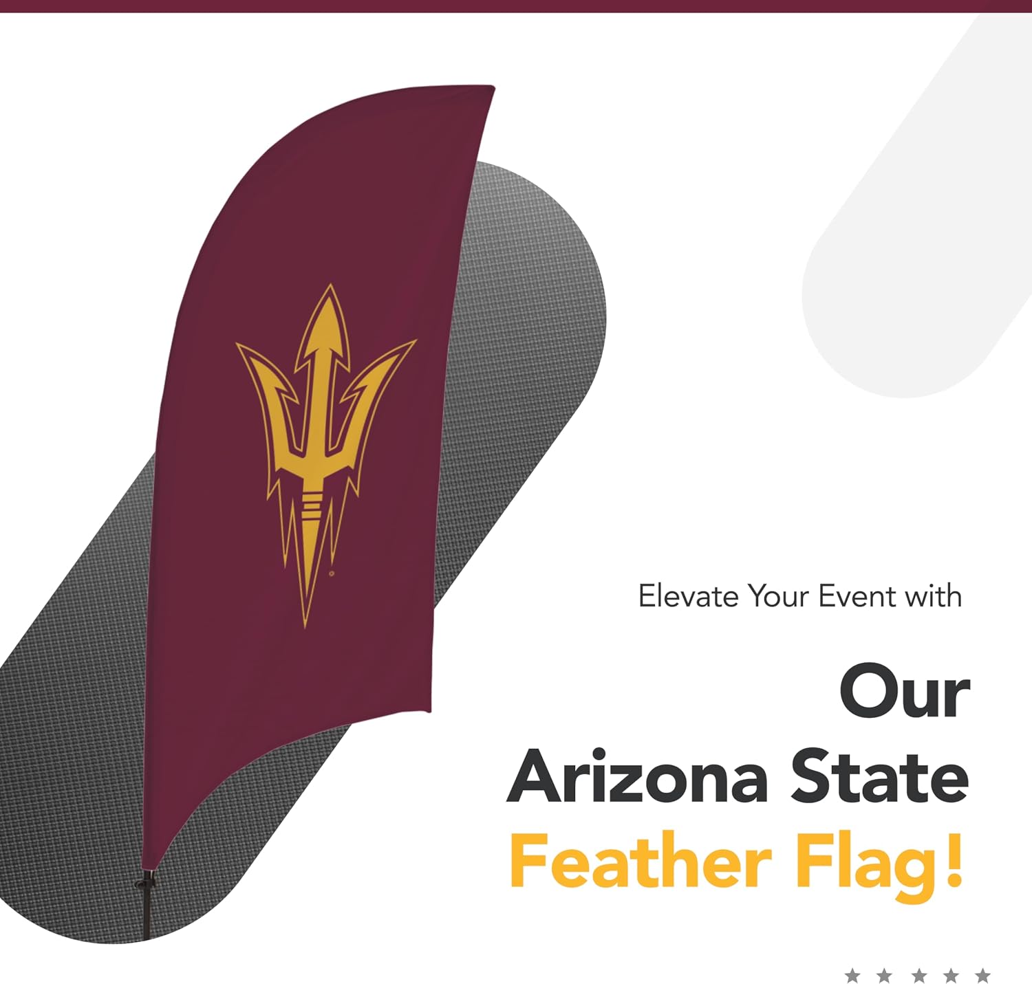 Arizona State Sun Devils College Sports Printed Feather Flag - NCAA Licensed - Super Polyester - School Banner (Maroon) (7.5' Cross Base)