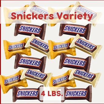 ULTIMATE Assorted Candy Variety Pack! 4 Lbs. Individually Wrapped Minis, Bulk 64 oz., Fun Size Assortment, Great For Home & Office Candy Bowls, Treats & Parties! Ultimate Snickers Variety