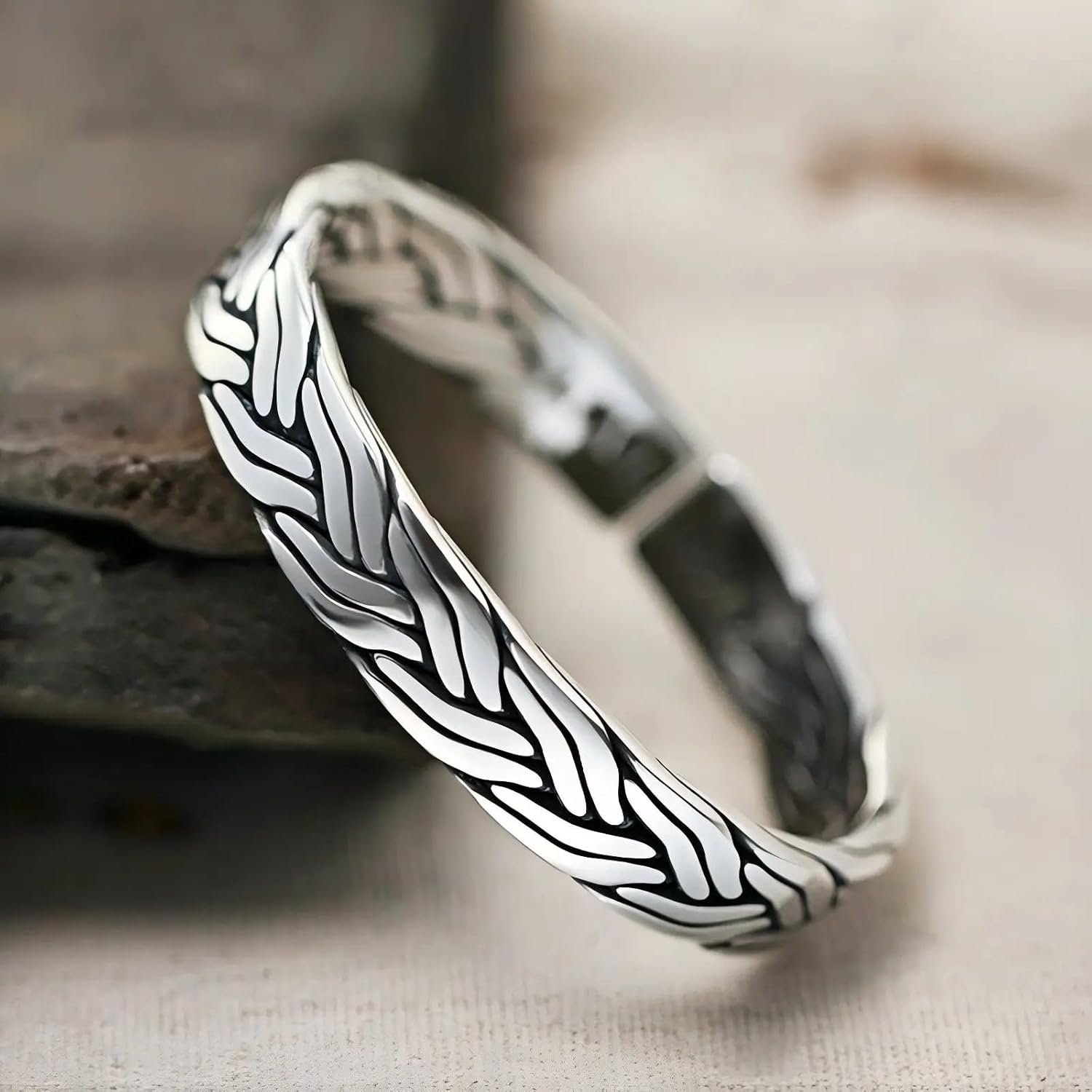 Kim Carrey S925 Sterling Silver Bracelet, Stacked Bracelets Open Bangle Cuff Design, Men's Gift Jewelry for My Man