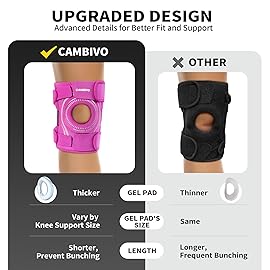 CAMBIVO ELITE Knee Brace for Women & Men with Side Stabilizers, Patella Gel Pads Brace for Meniscus Tear for Maximum Knee Pain Support (Hot Pink, Medium)