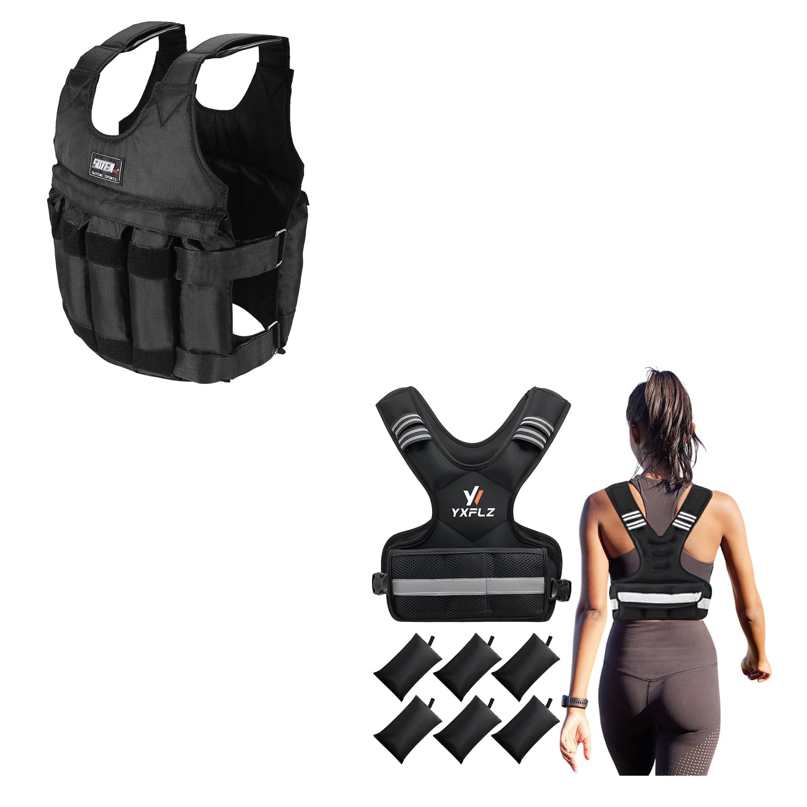 Weighted Vest Women Men 21-32lbs Adjustable Weights with 6 Ironsand Large Weight Vest 1 Unweighted Vest