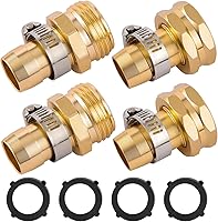 Sanpaint 2-Set Garden Hose Repair Kit with Clamps - Fits 3/4" & 5/8" Hoses, Aluminum Connectors & Stainless Steel Clamps for Leak-Free Fixes