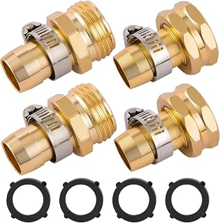 Sanpaint 2-Set Garden Hose Repair Kit with Clamps - Fits 3/4" & 5/8" Hoses, Aluminum Connectors & Stainless Steel Clamps for Leak-Free Fixes