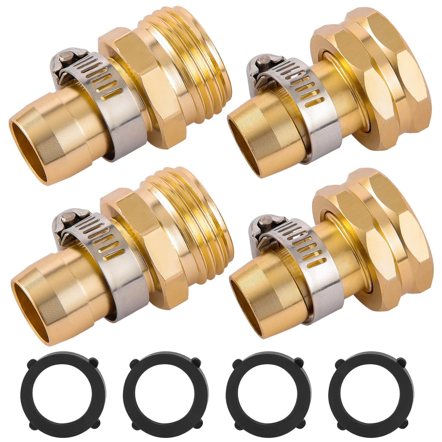 2 Set Garden Hose Repair Connector with Clamps, Fit 2 Set Garden Hose Repair Connector with Clamps, Fit
