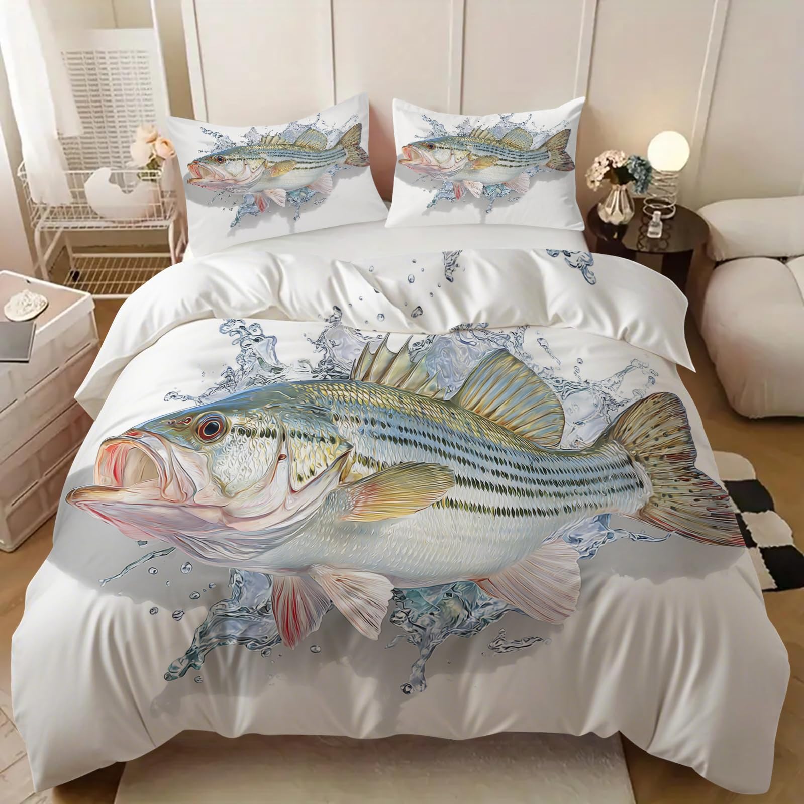 Housse de couette brochet 135x200 le cadeau idéal pour passionné de pêche