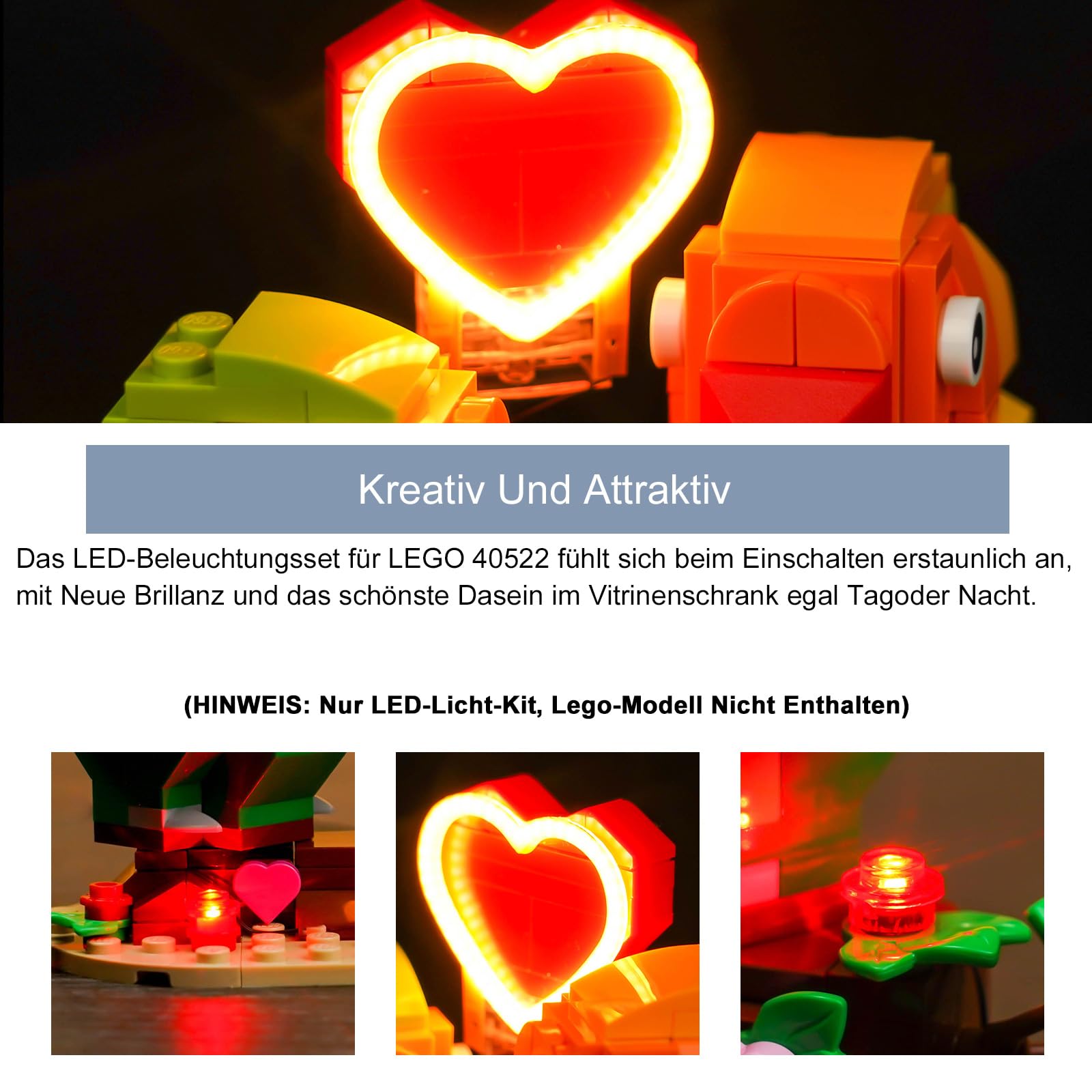 BrickBling Juego de luces LED para Lego 40522 Valentine Lovebirds, iluminación decorativa creativa — view 2