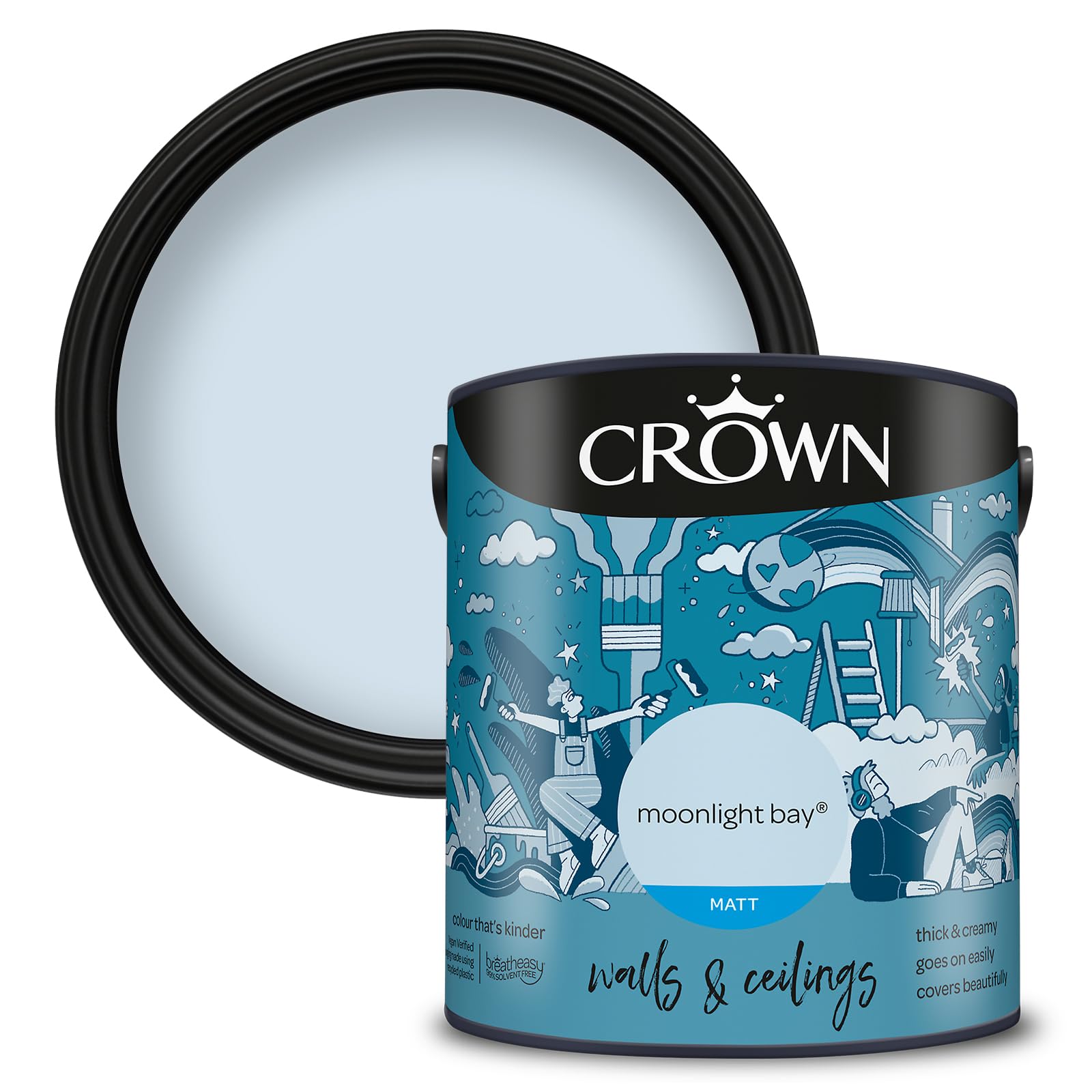 Crown Moonlight Bay Matt Emulsion Paint - Blue - 2.5L