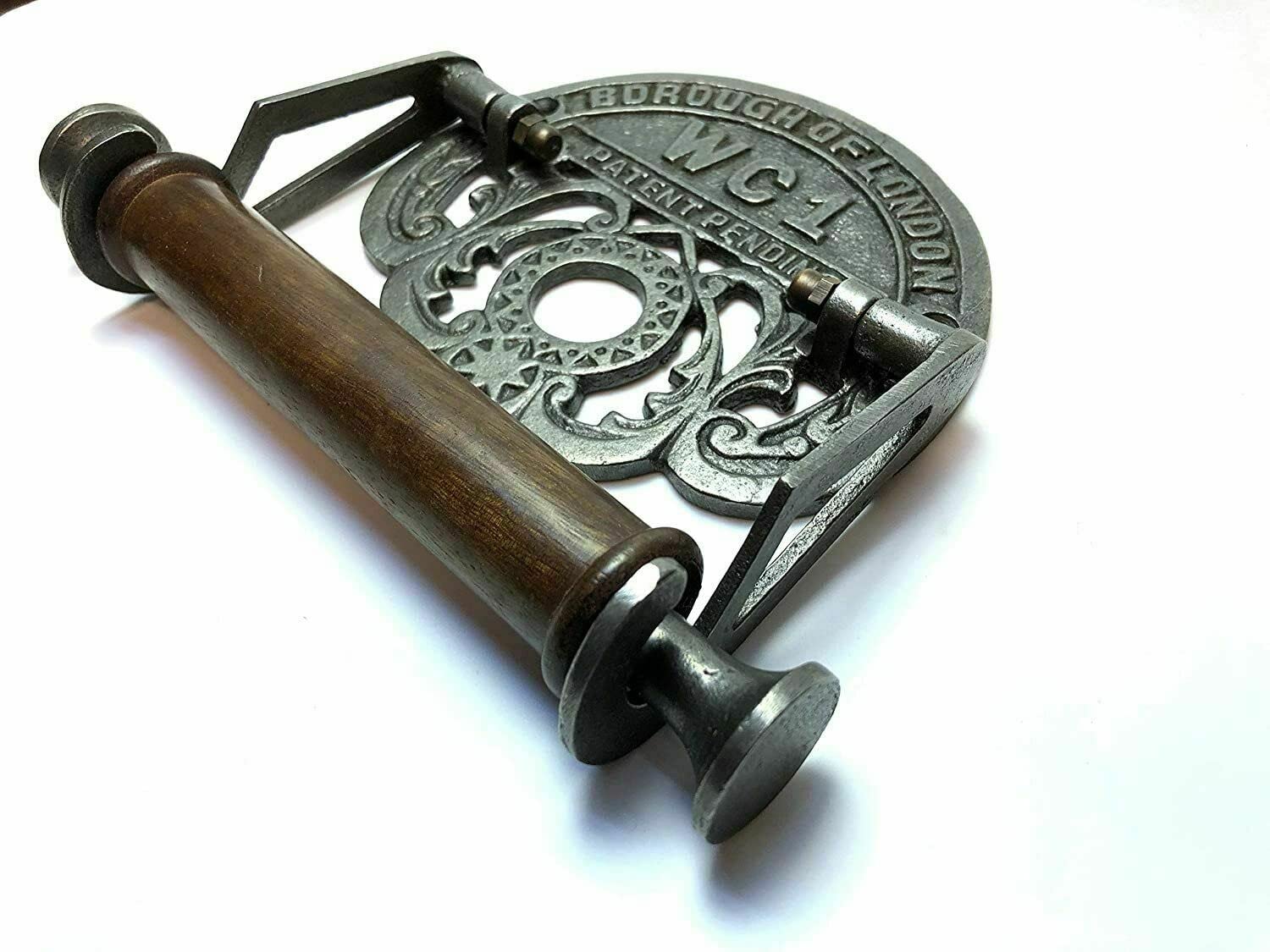Traditional Iron Borough of London WC1 Victorian Mounted Toilet Roll Holder