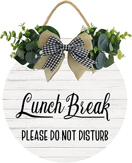 KPSheng Out To Lunch Sign, Lunch Break Please Do Not Disturb Wood Door Sign For Dining Break Room,Food Kitchen,Office Work,Wood Sign,Business Sign,12inch by 12inch