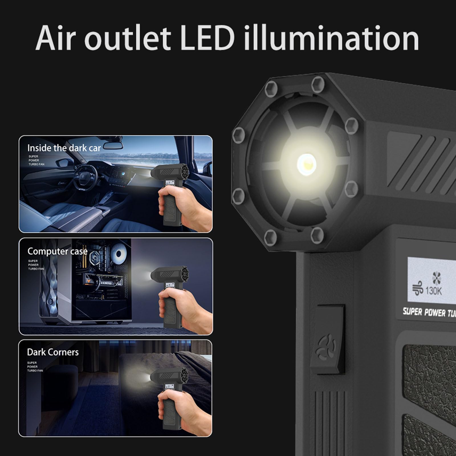 130000 U/min Druckluft Staubwedel, elektrische Luft Staubwedel, Druckluftgebläse, Geschwindigkeitsregulierung, Druckluftreiniger, leistungsstarkes Luftgebläse