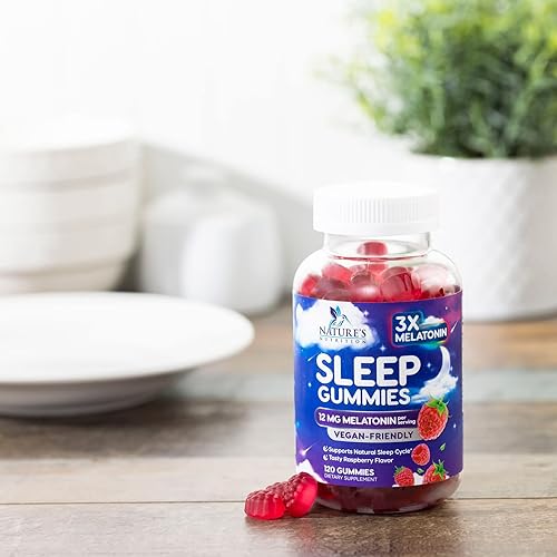 Miniatura 8 de Gomitas de melatonina para dormir de 12 mg  Gomitas de melatonina extra fuerte para adultos, suplemento vegano para dormir que apoya el sueño