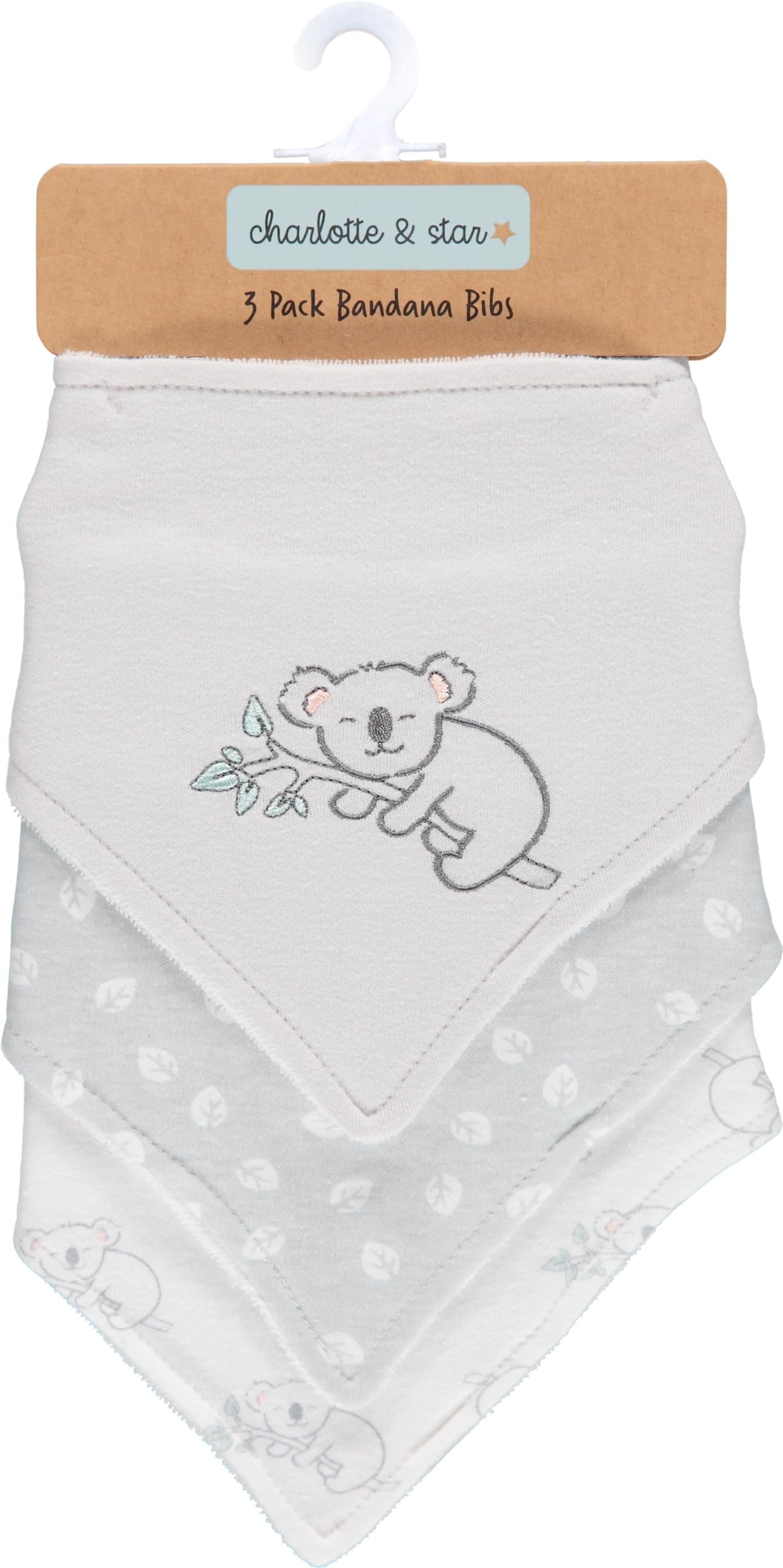 CudlieLittle Beginnings 3-Pack Bandana Set for Babies, Nursery Bibs for Drooling and Teething, Burp Cloth for Infants, Koala