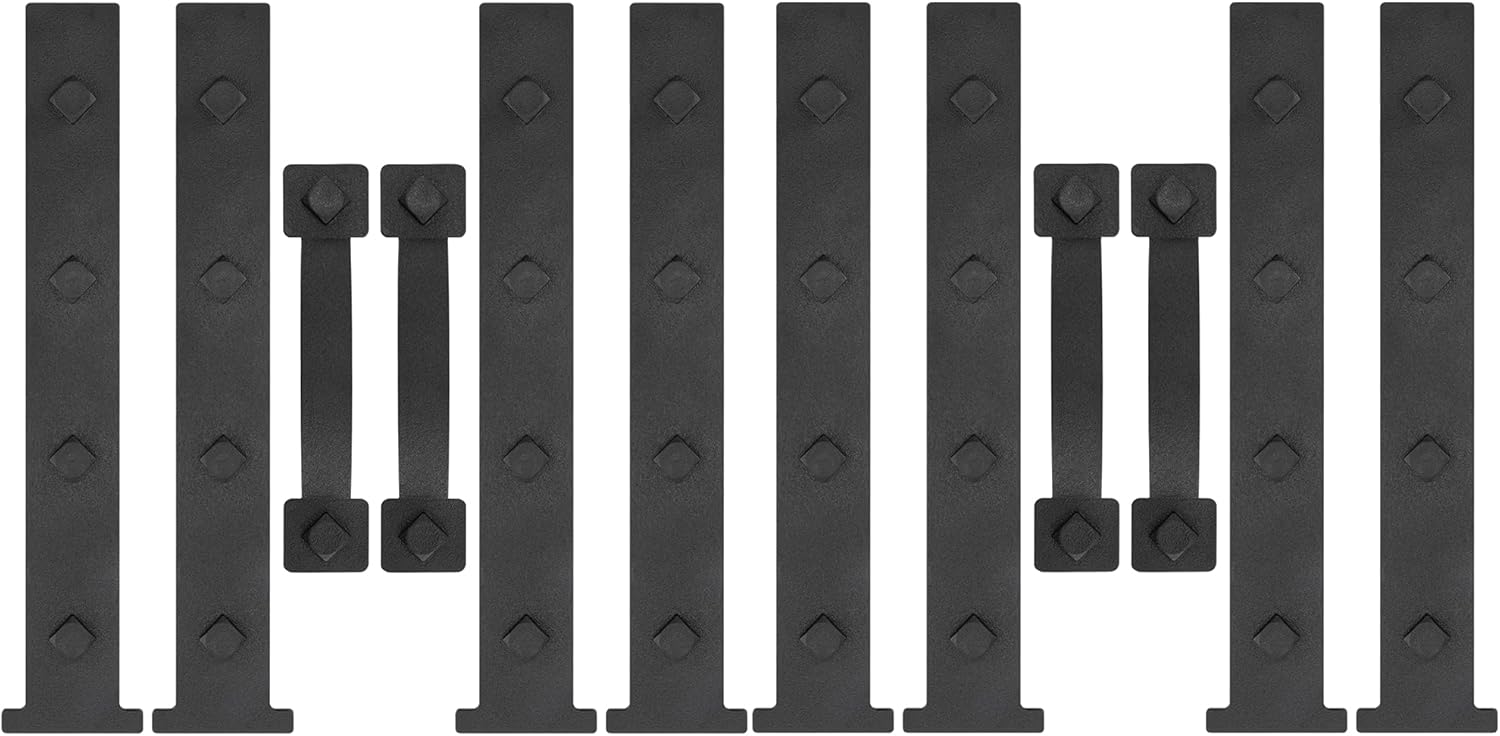 Magnetic Decorative Garage Door Hinges Hardware Kit Attractive Curb Appeal Faux Hinges Handles Decor Hardware 1 Carriage Door Accents 8 Hinges + 4 Handles Black
