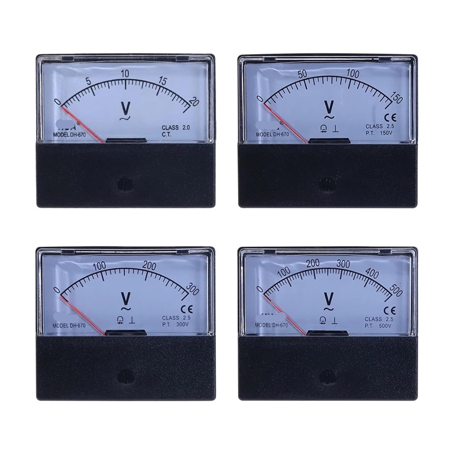 ACアナログパネルボルト電圧計 DH-670 電圧計 ゲージ 300V 機械式電圧計 1個