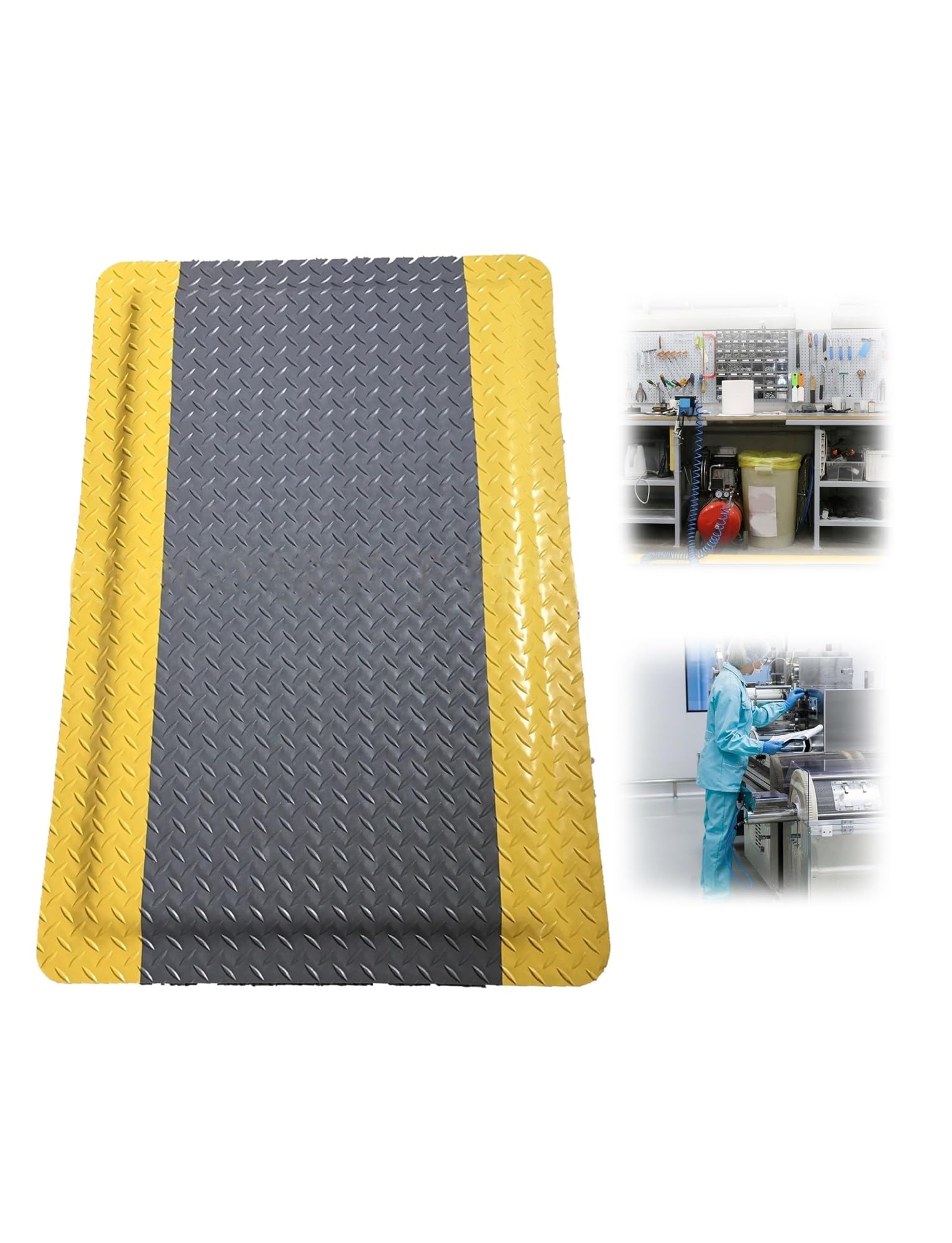 GTHTUHFD Anti-Fatigue Mat With Diamond Plate Design For Ergonomic Workplace Comfort,Grey-100x140cm
