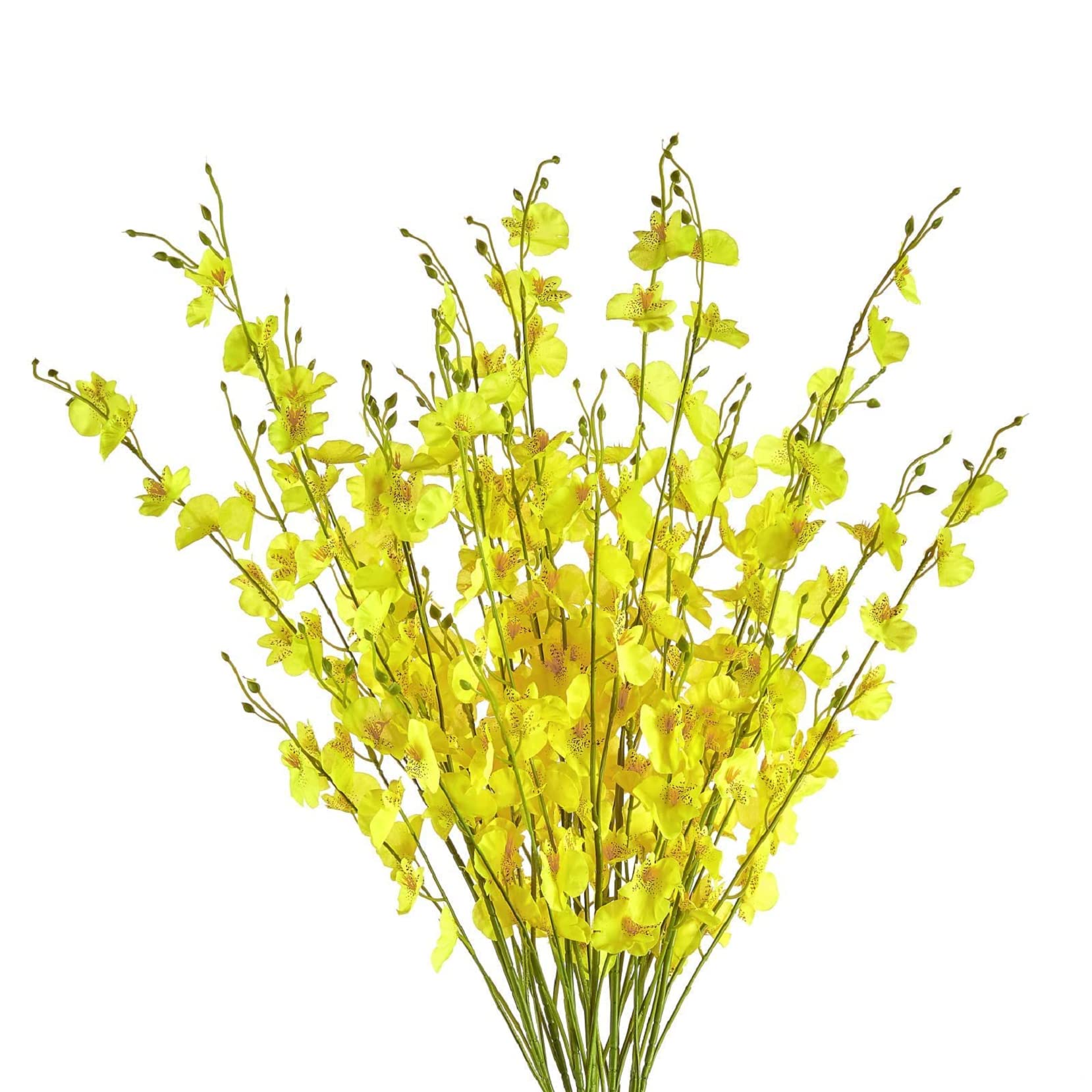 Glass Flower Vase with Metal Stand, Modern Golden Geometric Decorative Vase, for Artificial Flowers, Hydroponic Plants for Table Home Office Wedding Holiday Party Decoration Gifts (10pc Orchids)