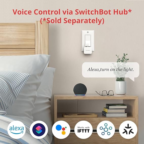 Switchbot Smart Switch Button Pusher (بلوتوث) Fingerbot لمفتاح الروك/أزرار أحادية الاتجاه، التحكم في مؤقت التطبيق، بدون أسلاك، محور اختياري مطلوب للصوت/جهاز التحكم عن بعد، أبيض