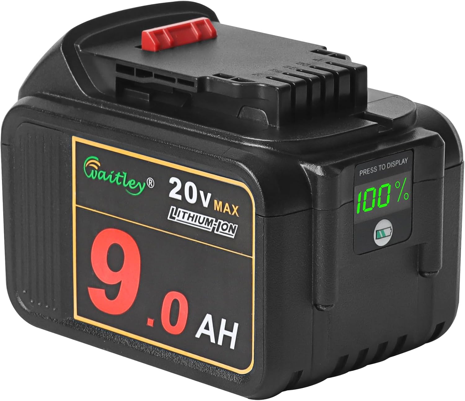 waitley 20V 9.0Ah Lithium Ion Battery Compatible with DEWALT DCB200 DCB209 Power Tools with LED Indicator (Not Made in Dewalt)