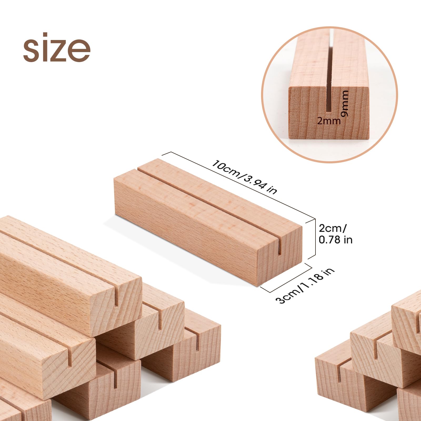 Portacartoline In Legno Di Faggio - Set Di 6, 15x3.3x2 Cm, Per Foto E Biglietti - Foto 4