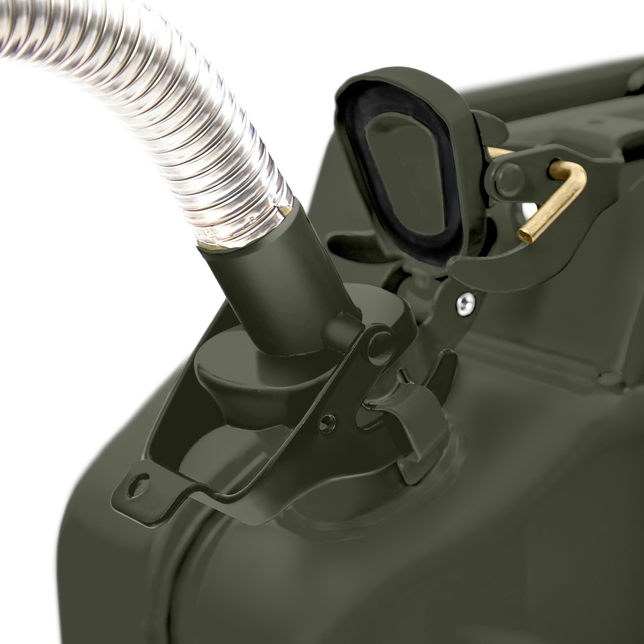 BW Bec verseur flexible pour bidon de carburant en métal 5/10/20 litres Tuyau flexible de 20 mm pour essence Vert bronze RAL 6031-F9 Fabriqué en Europe