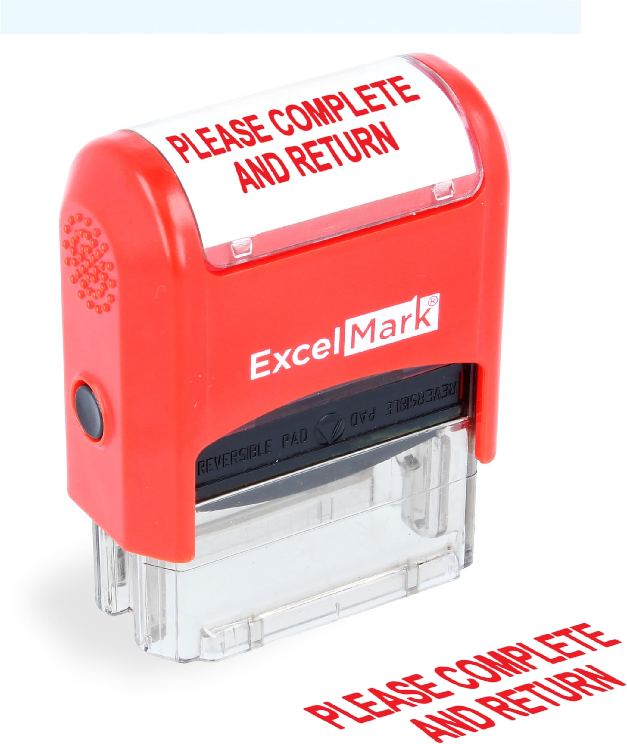 Please Complete and Return - ExcelMark Self-Inking Two-Color Rubber Teacher Stamp - Perfect for Grading Homework - Red and Blue Ink