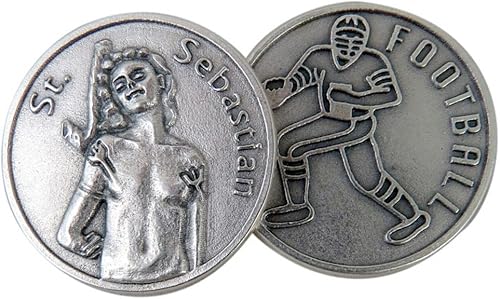 Lumen Mundi Ficha de bolsillo de fútbol de San Sebastián, patrón de base plateada de los atletas, 1 18 pulgadas, Plata