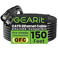 Vista 11 de GearIT Cable Ethernet CAT6, conectores RJ45 compatibles con EtherCON (200 pies) para audio profesional, blindado de aluminio, cobre libre de Negro