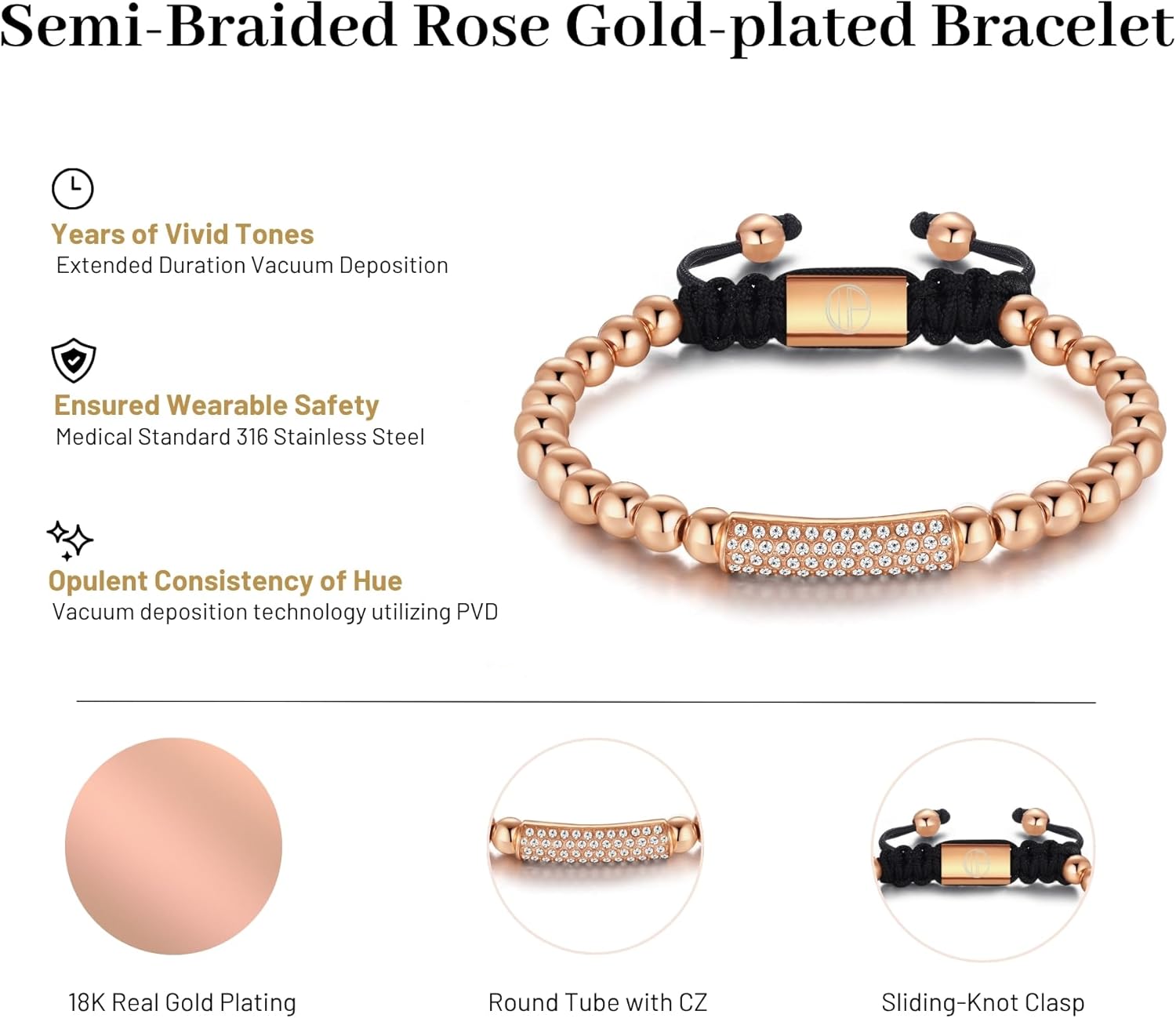 Gold Plated Bracelets for Men, Cross Heart Star Clover Pendant 18K Gold Plated Stainless Steel Men Beads Adjustable Braided Bracelet Birthday Jewelry Gift for MOM DAD