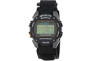 Armitron Men's Sport 406623 Chronograph Round Gray and Black Nylon Strap Digital Watch