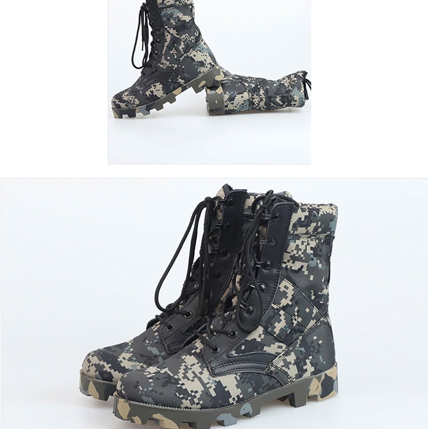 Yytcsjz Camouflage Men's Combat Boots, Camouflage Hunting Boots, Waterproof Military Combat Tactical, Suitable for Camping, Hiking, Fighting, Work, Patrol, Training, Mountaineering