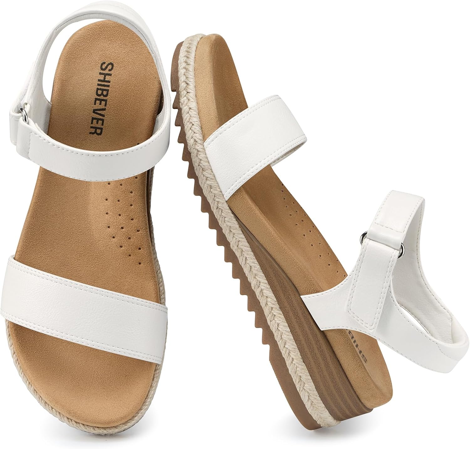 SHIBEVER Dressy Wedge Women Sandals: Espadrille Summer Casual Platform Arch Support Comfortable Walking Wedges Sandal for Womens Shoes - Image 4