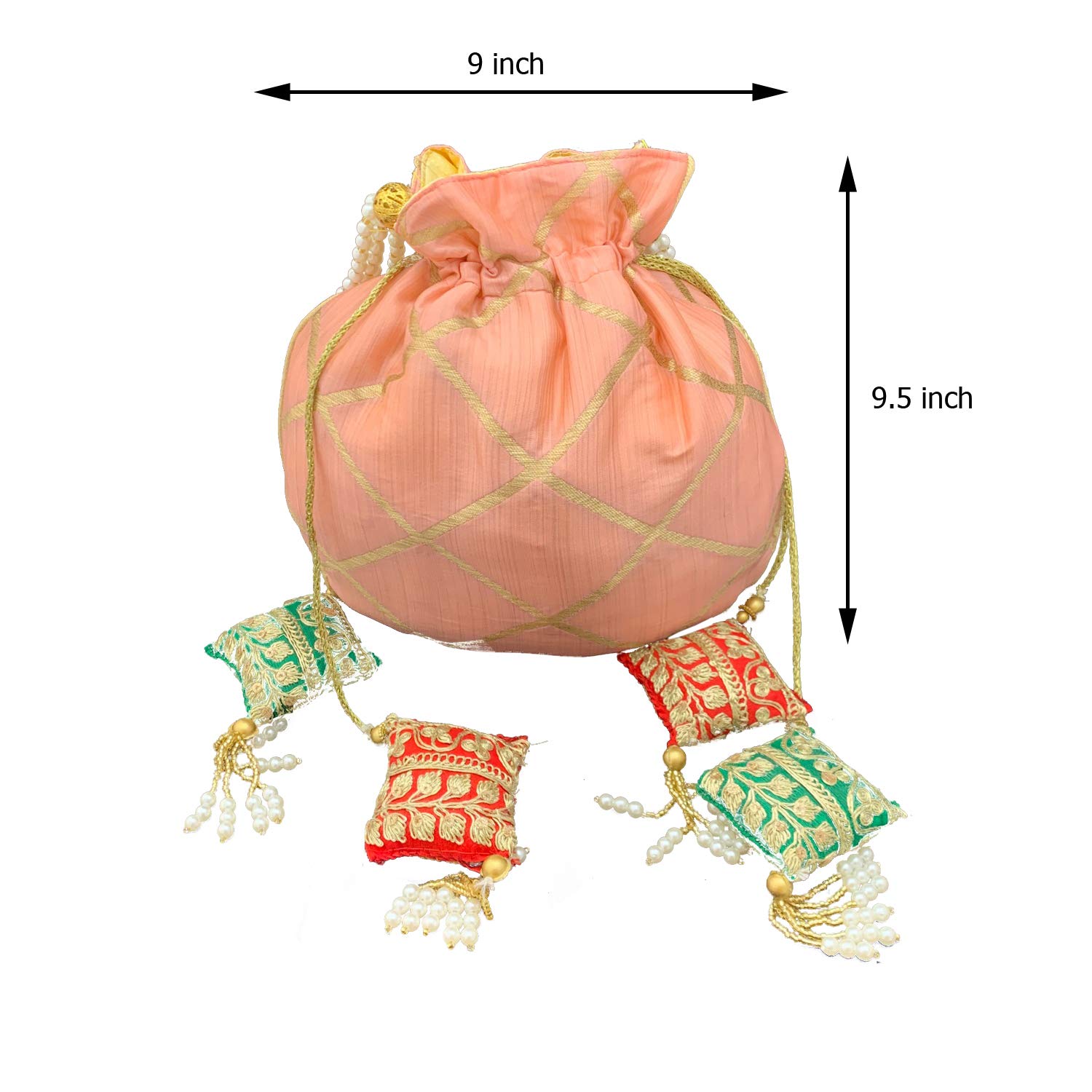 Indian Collectible - Bolso de seda Rajasthani étnico para mujer, bolso de novia para regalos Shagun Shadi de Indian Collectible, multicolor, Multicolor