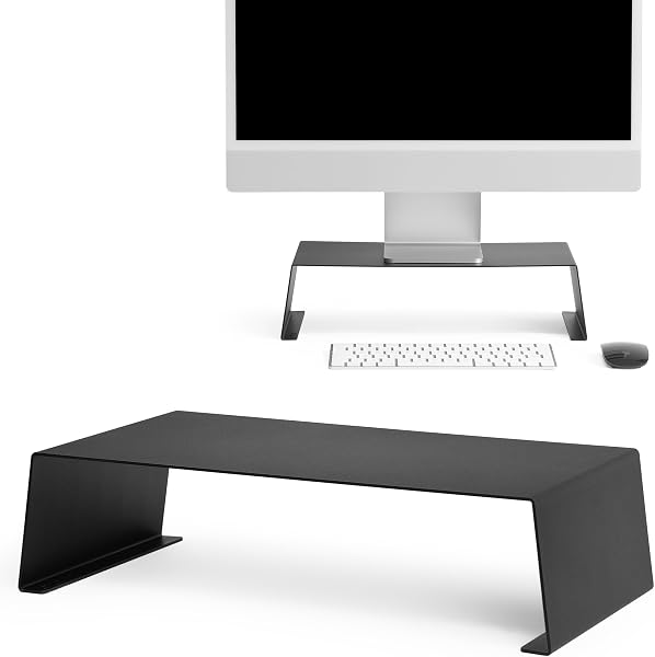 Metalowy uchwyt na monitor, podnośnik na komputer, przenośny stolik, ergonomiczny stolik, nowoczesny design regałowy (Czarny)