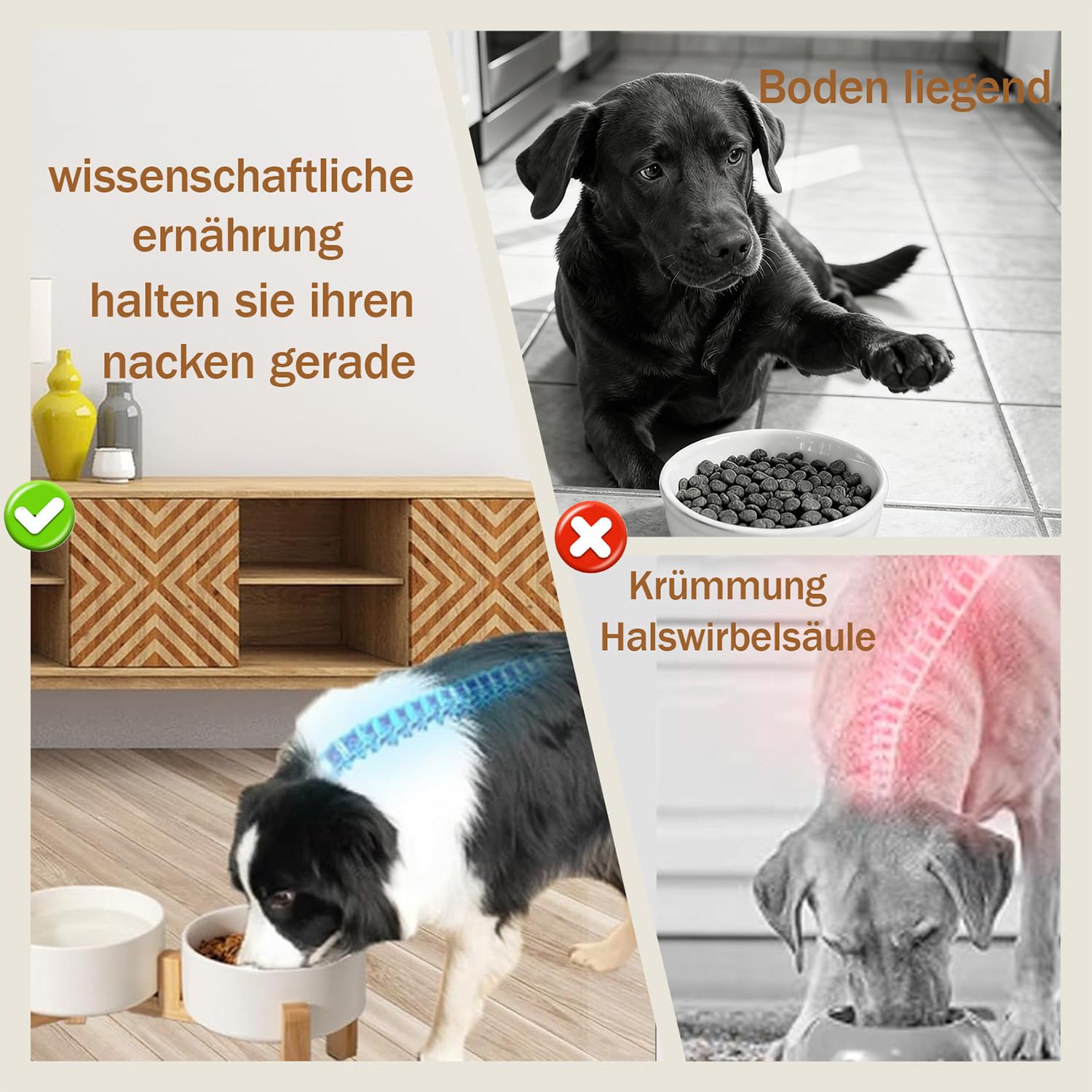 2 x 850ml Hundenapf Erhöht, Hundenapf Keramik mit 15,5 cm Ständer,Futternapf Hund Erhöht für Kleine Bis Mittlere Hunde,Doppelt Fressnapf Hund,Hunde Napfset für Futter und Wasser (Weiß)
