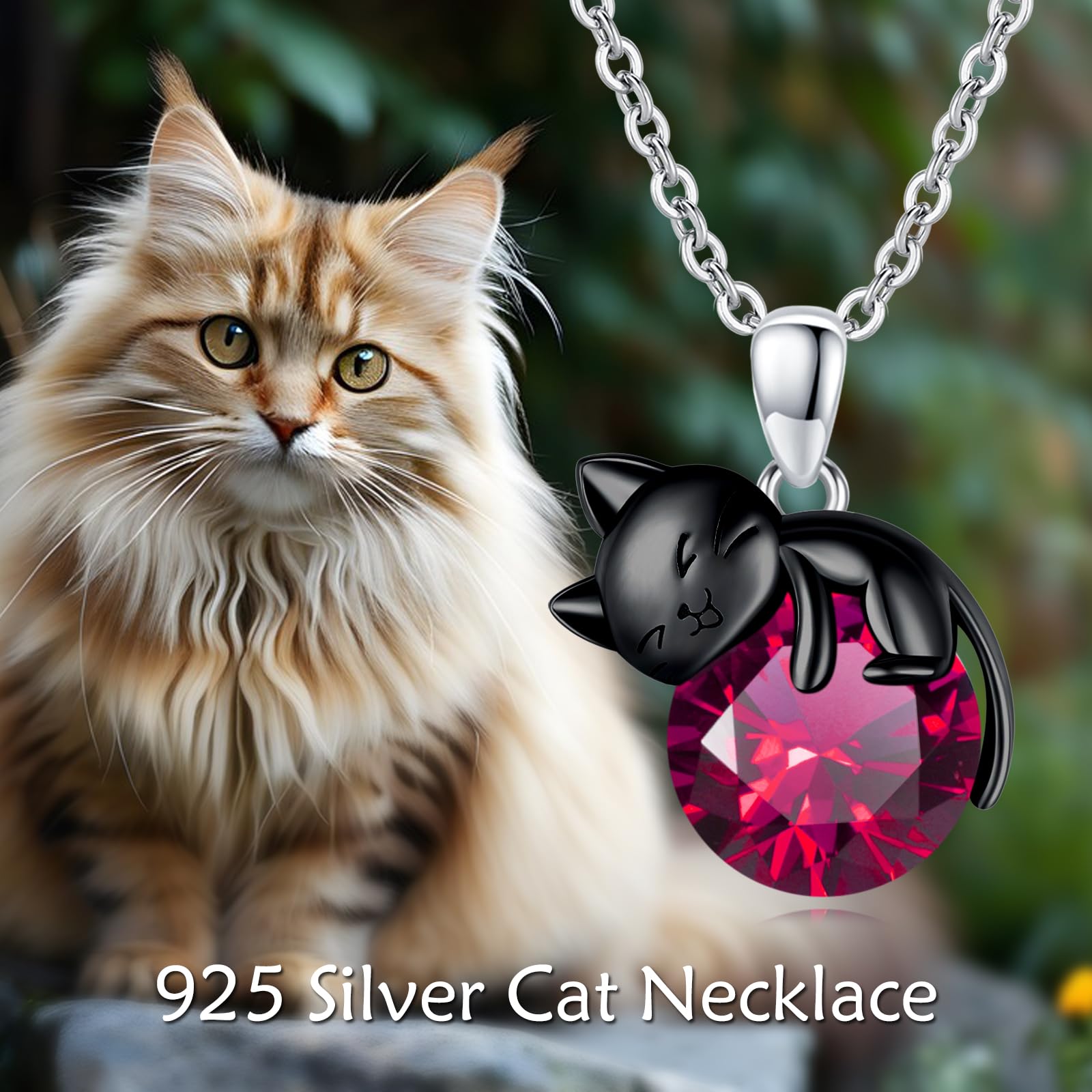 Vadmans Gatto Nero Collana in Argento Sterling Gatto Ciondolo di Pietra Portafortuna Gioielli per Donne Amanti dei Gatti Regali