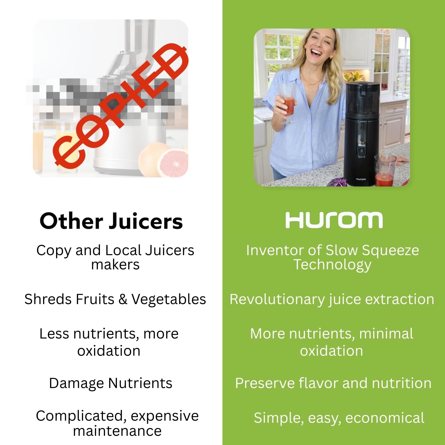 Hurom E50ST Neuer Slow Juicer | Elektrische Kaltpresse | Entsafter für Gemüse & Obst | 1.6L Kapazität | Automatische Entsaftungsfunktion | BPA-frei | 10 Jahre Garantie | 150W