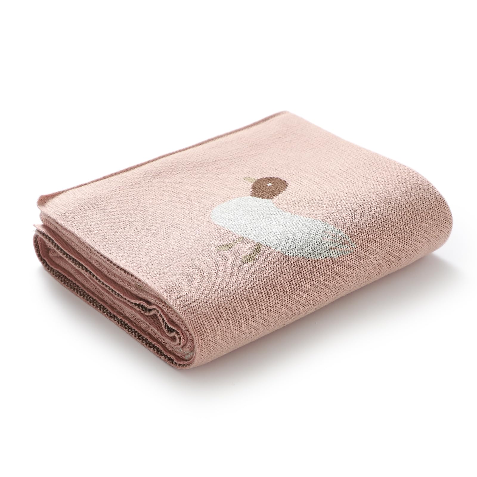 mimixiong Babydecke für Neugeborene, 100 % Baumwolle, gestrickt, weiche Baby-Decke, Baby-Geschenk, Baby-Essentials für Neugeborene, 80 x 100 cm, Rosa / Kaffee