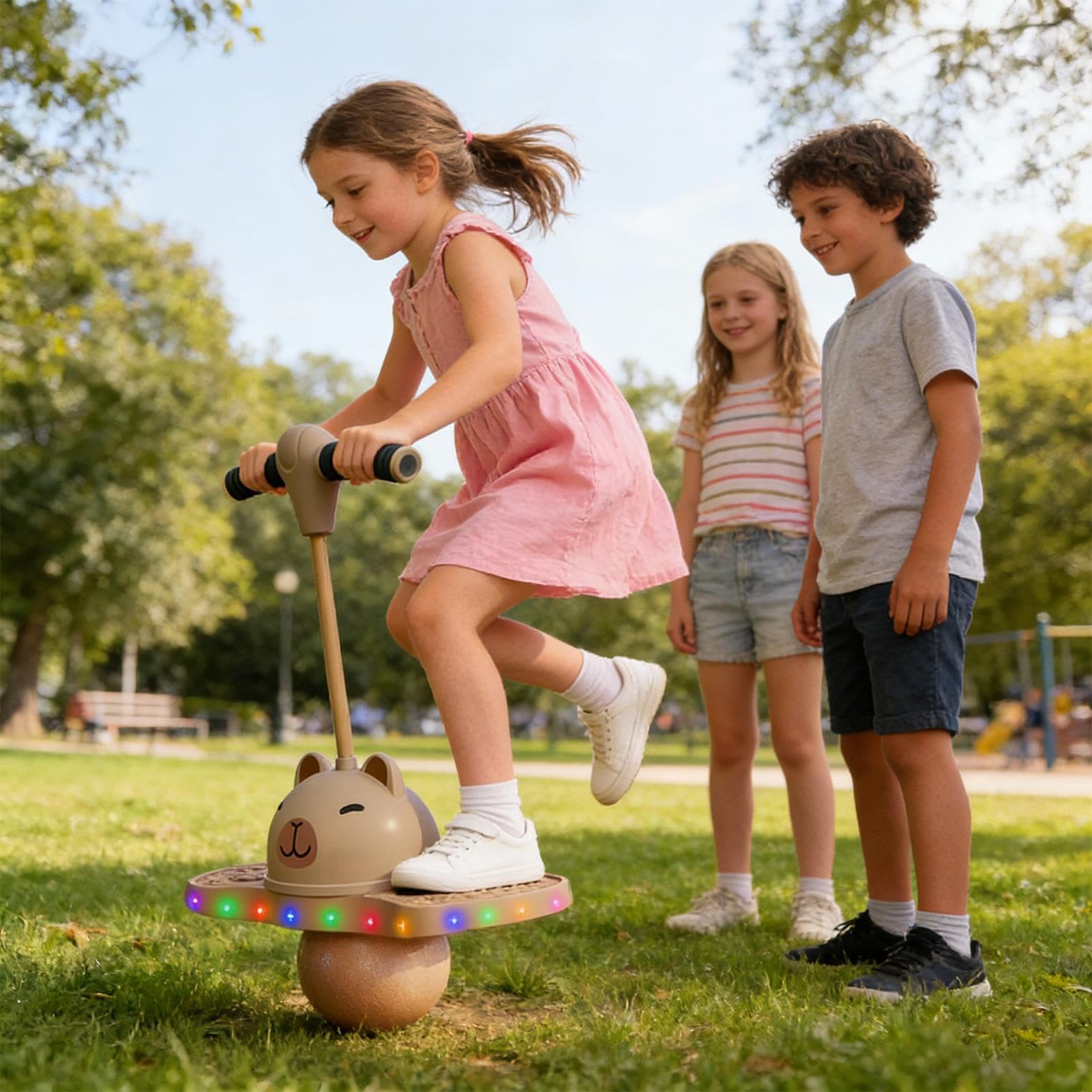 Palline rimbalzanti con manici per bambini, design a cartone animato, antiscivolo, con manico, per principianti, famiglia, adulti, sport, interni, esterni, riunioni, scuola, parco