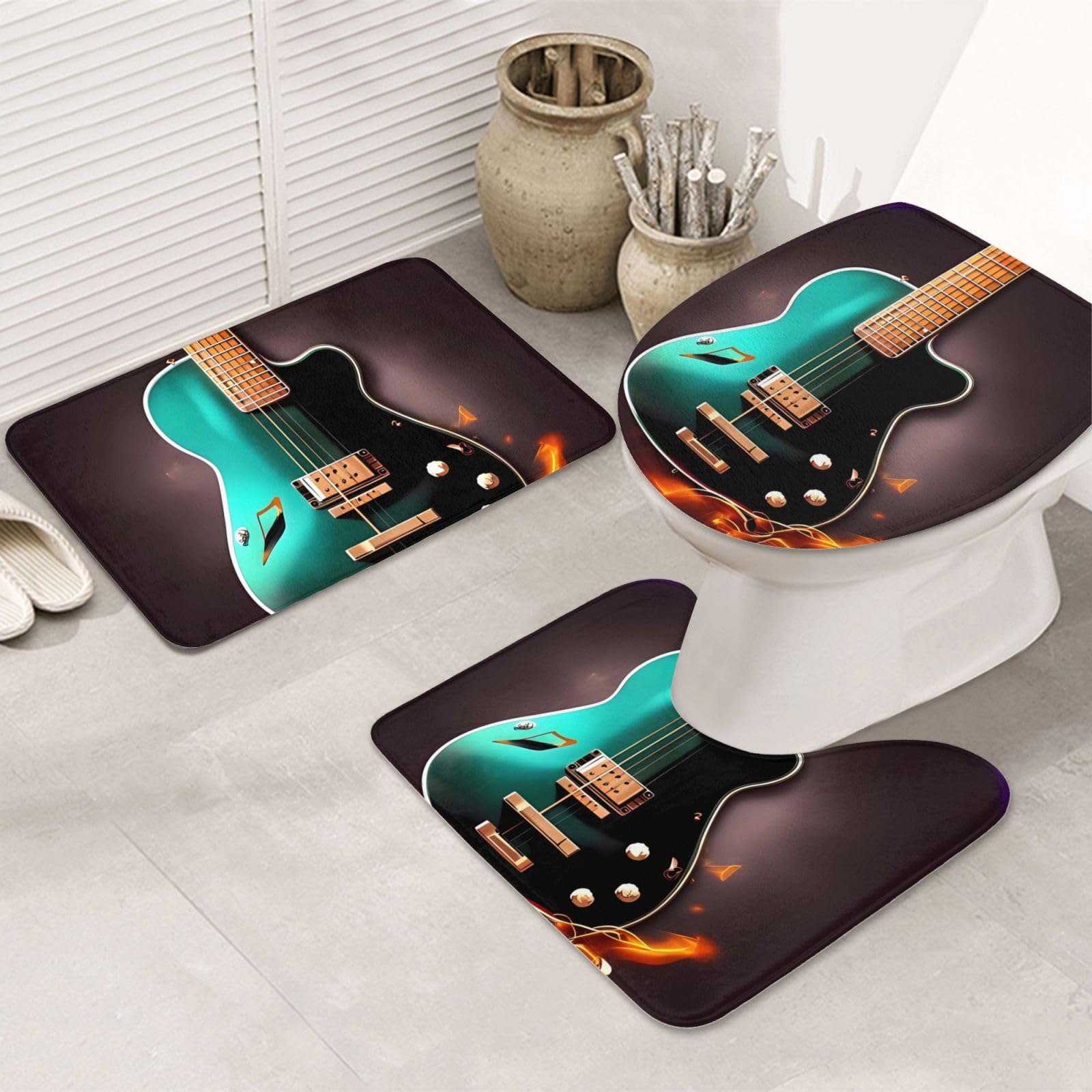 Tapis de salle de bain antidérapant absorbant lavable vert U