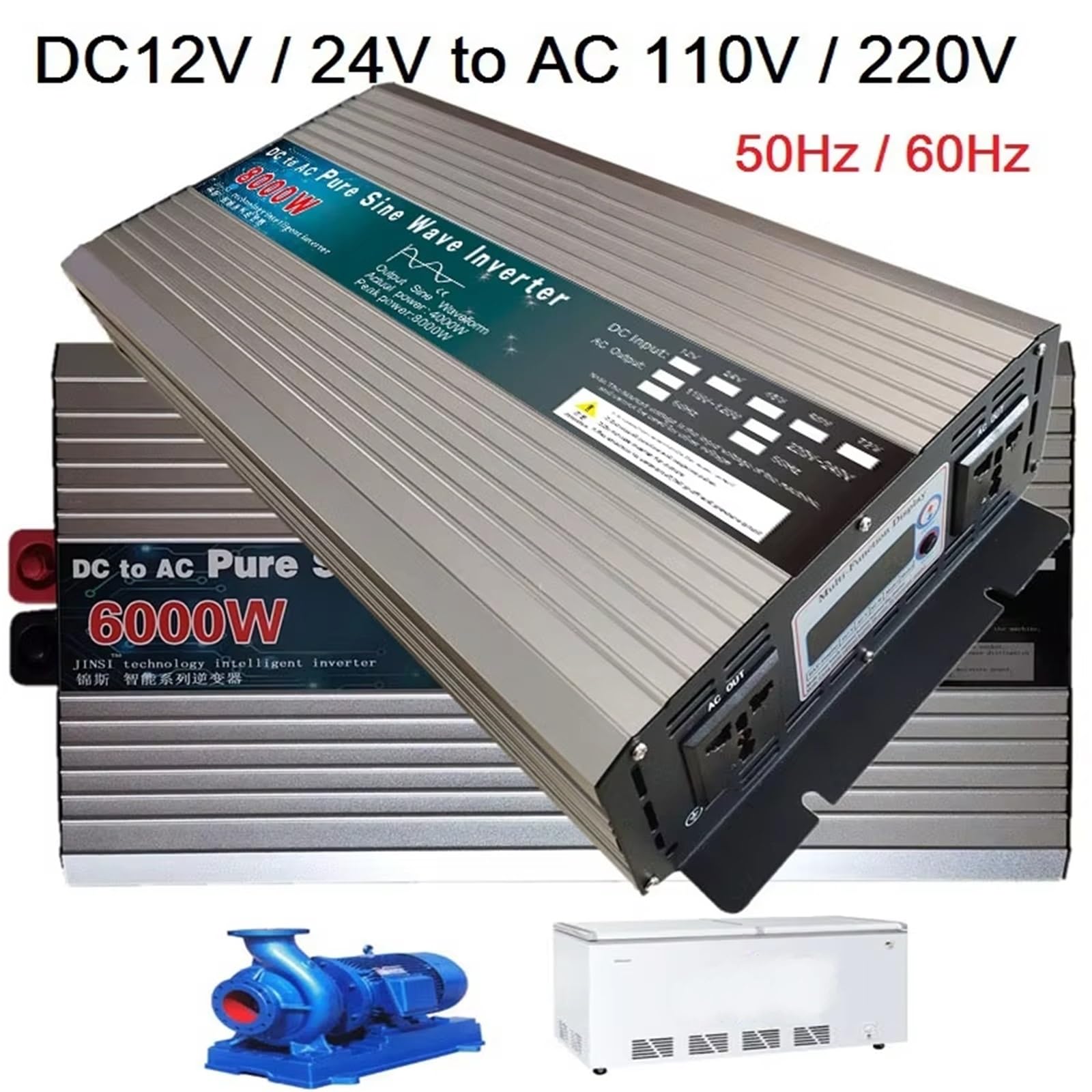 Inversor Inversor De Onda Sinusoidal Pura 12V/24V/48V/60V A 220V/230V 50Hz 6000W/8000W Convertidor De Voltaje Energía Solar De Onda Sinusoidal Pura(60V 6000W)