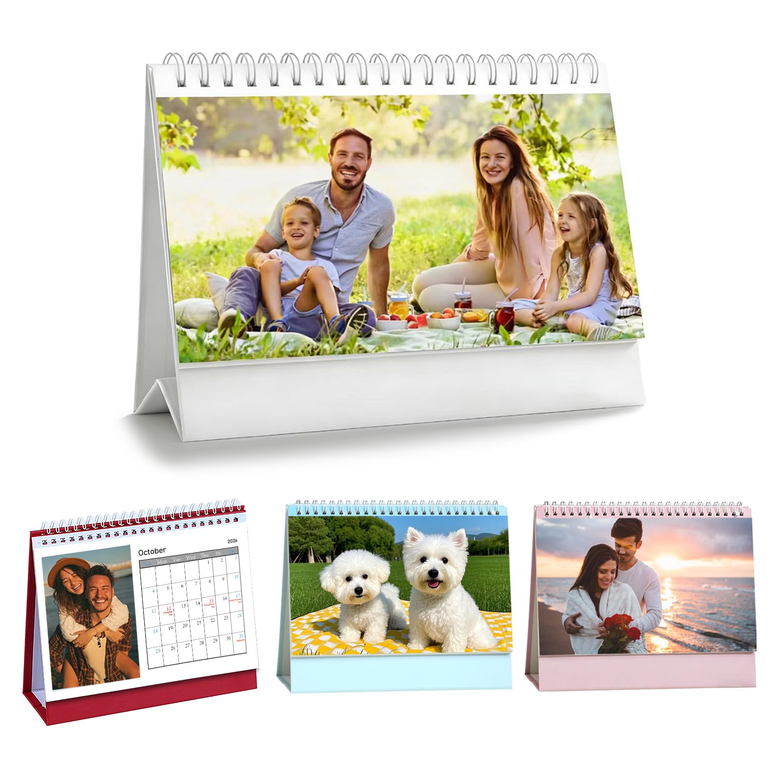 Personalized Desk Calendar 2026 with Photos, Custom 13 Picture Monthly Flip Calendar, 8.3" x 6.7" Standing Desktop Calendar, DIY Photo Gift for Home, Office, School