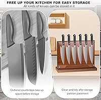 Vista 5 de Bloque magnético para cuchillos con escudo acrílico, soporte para cuchillos de cocina de doble cara sin cuchillo, soportes de madera para cuchillos