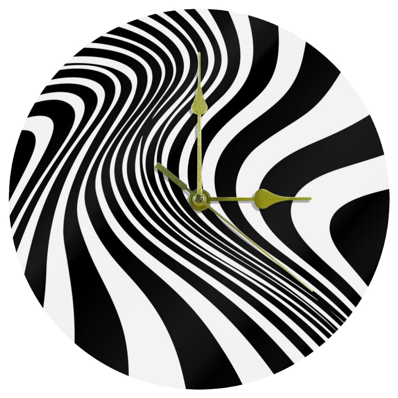 Horloge murale en acrylique de 24,9 cm design rond noir et blanc
