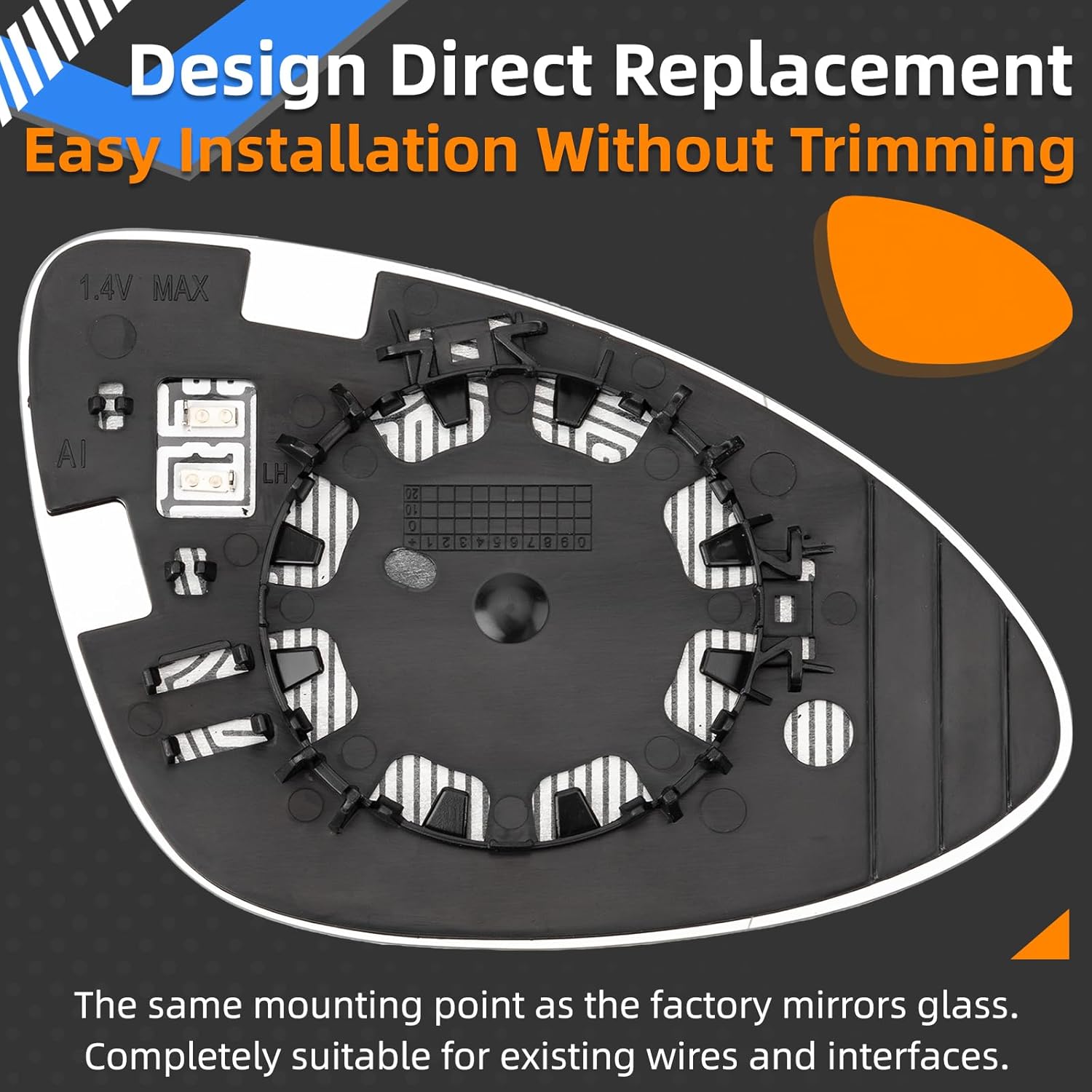 Driver Side Mirror Replacement for Porsche Cayenne 2011 2012 2013 2014 2015 - Left Side Mirror Glass, Rear View Mirrors Glass with Power Heated