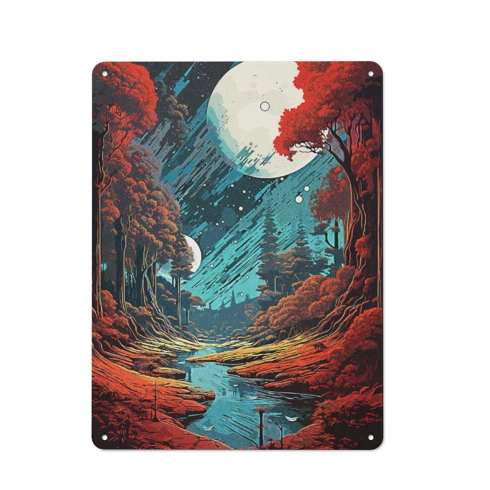 Junmoney Vintage Nature Industrial Metal Sign 40X30cm, Modern Retro Loft Wall Plaque For Workspace, Cafe, Hallway Or Garage