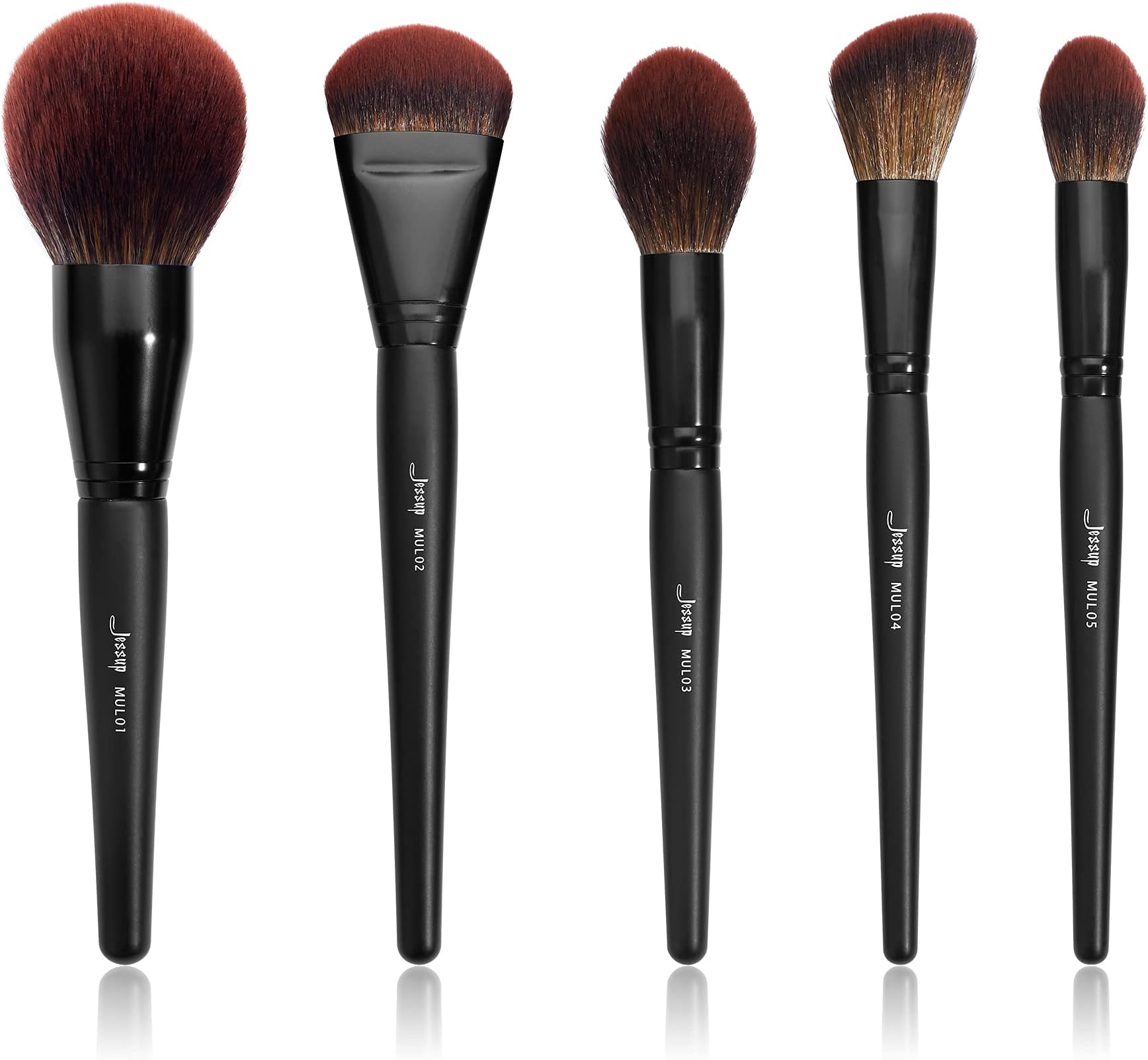 Jessup Large Face Makeup Brushes 5pcs, Premium Synthetic Foundation Powder Contour Blusher Highlighter Brush, Phantom Black T273