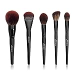 Jessup Large Face Makeup Brushes 5pcs, Premium Synthetic Foundation Powder Contour Blusher Highlighter Brush, Phantom Black T273