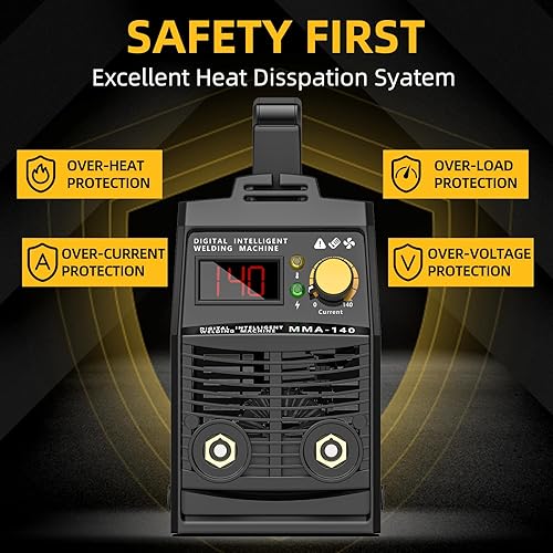 Miniatura 12 de Mini soldador de palo, máquina de soldadura TIG ARC/Lift de 135 amperios con control sinérgico, inversor IGBT pantalla digital 110 V máquina